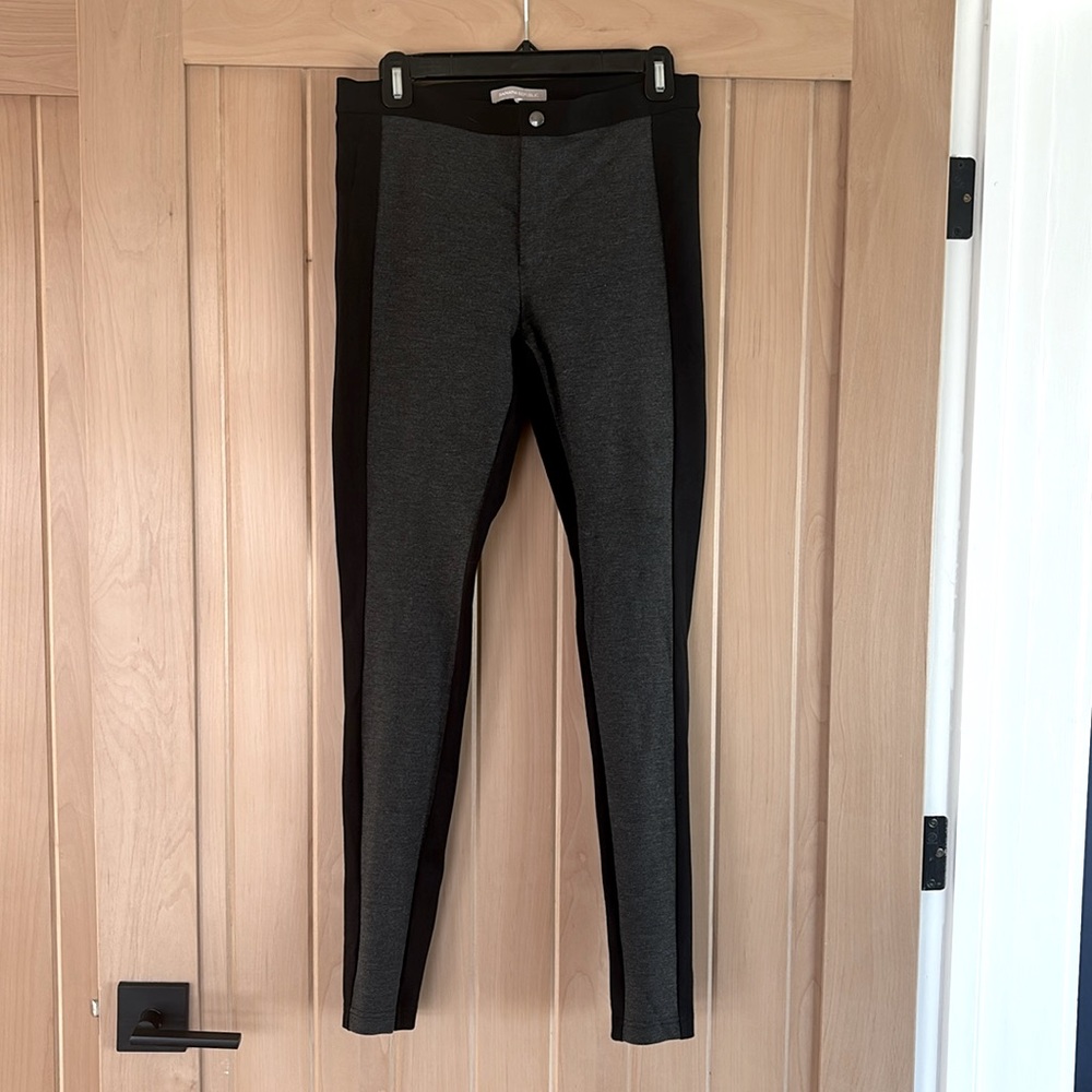 Banana Republic Black Snap Front cropped Pants with Grey Panels